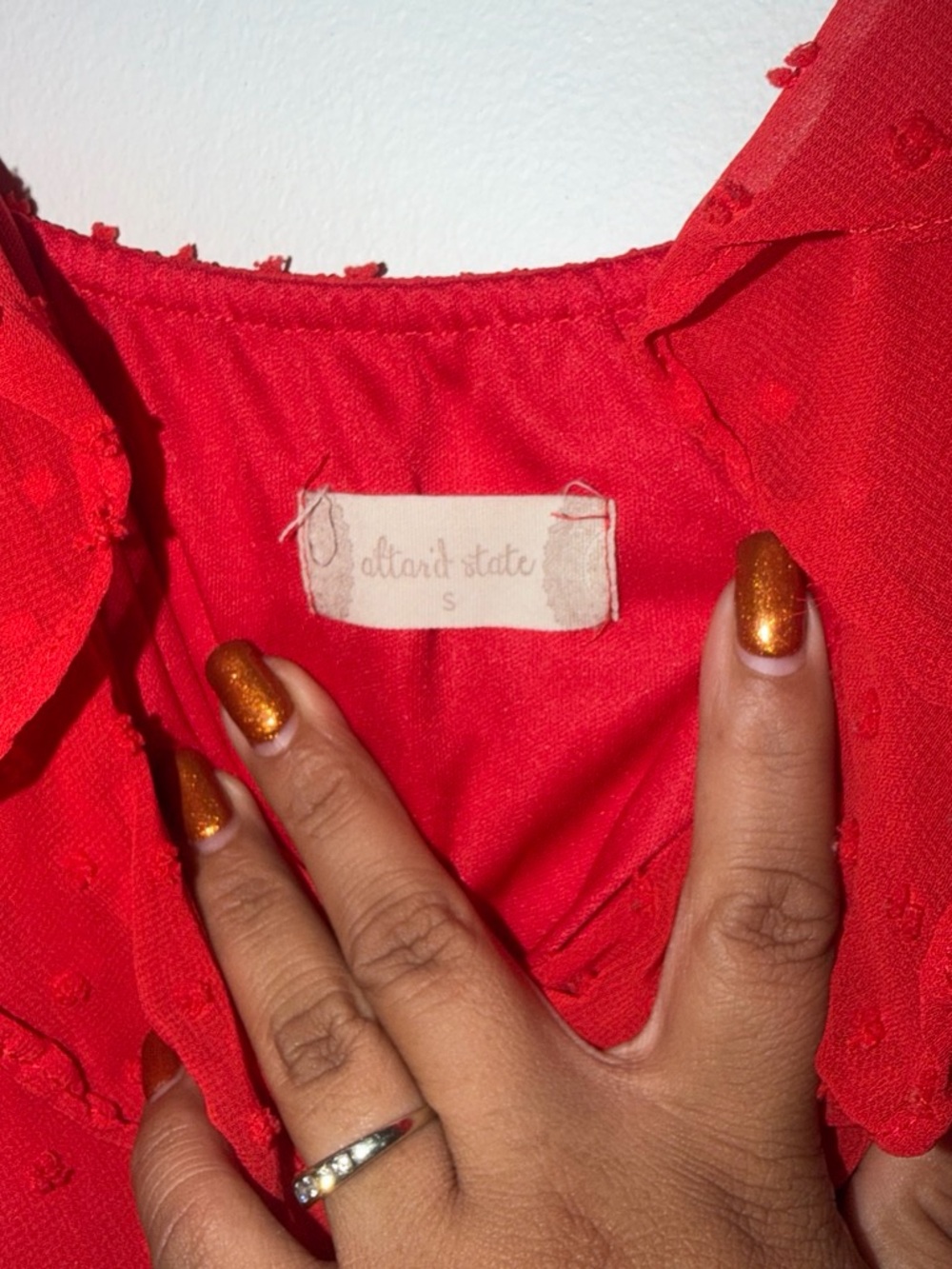 Altar'd State Red Mini Dress with Ruffled Straps - Picture 3 of 4